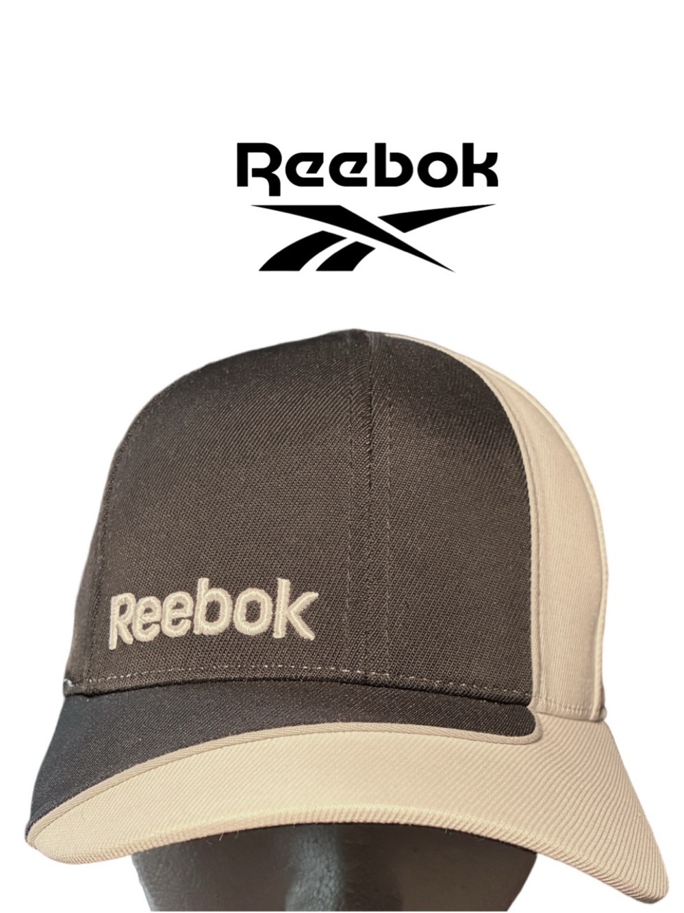 Reebok Men’s/Youth Black and White Two-Tone Curved-Brim FlexFit Cap - NWOT